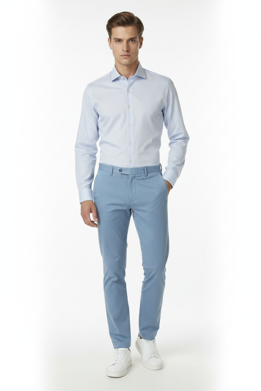 Camicia  stampa microflowers sky Tintoria Mattei