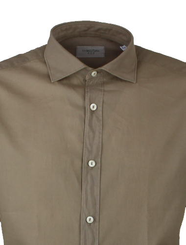 Camicia cotone popeline fango Tintoria Mattei