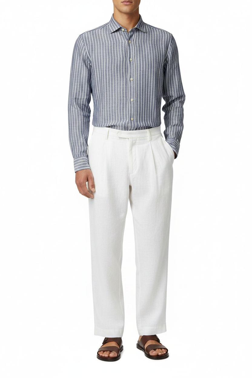 Camicia Lino Rigata Tintoria Mattei