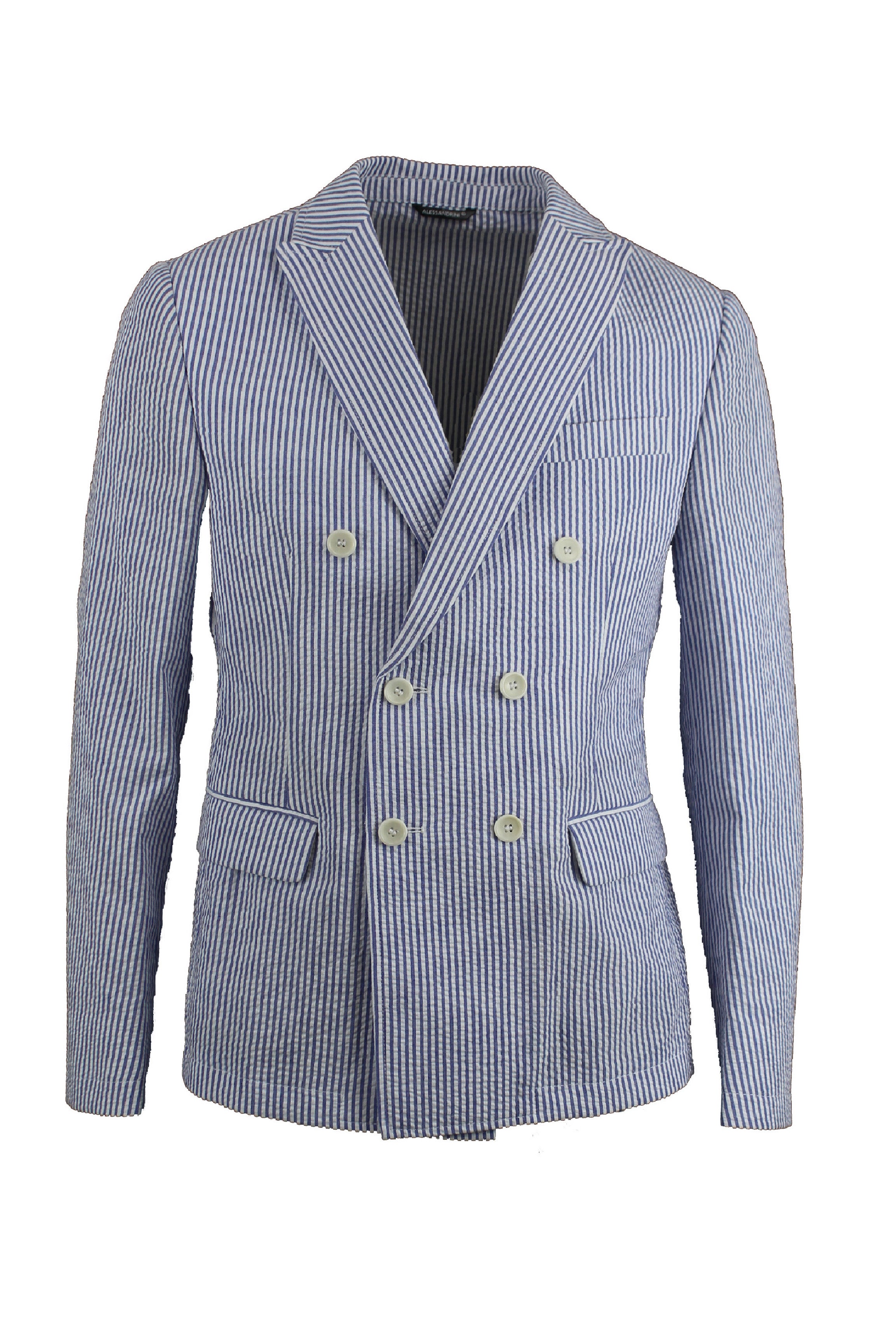 Blazer Doppio Petto blu a righe in seersucker leggero