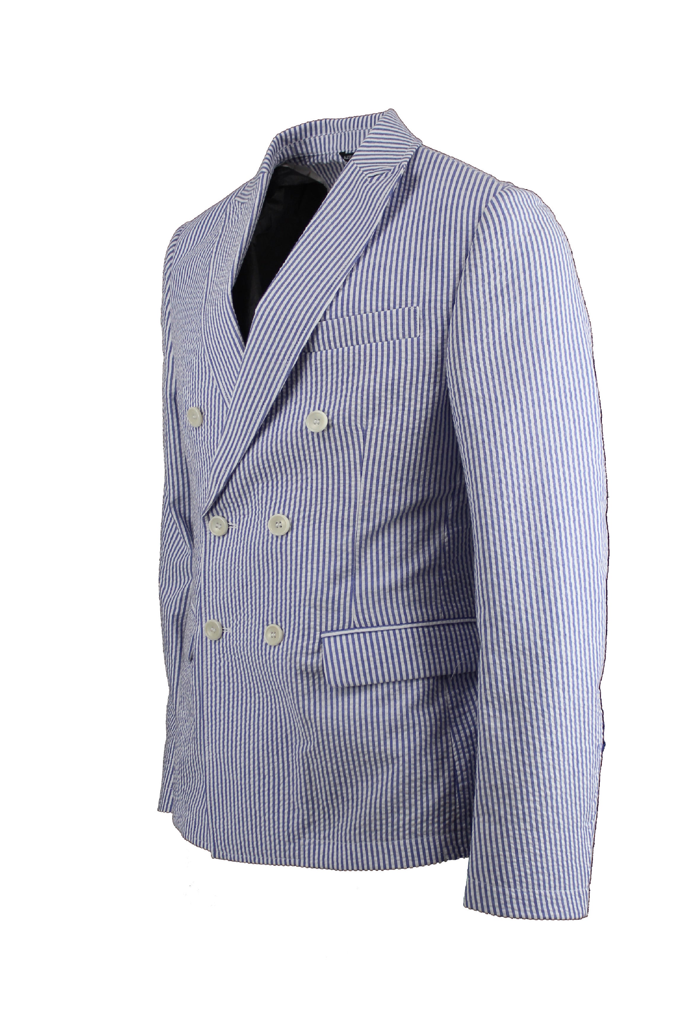Blazer Doppio Petto blu a righe in seersucker leggero
