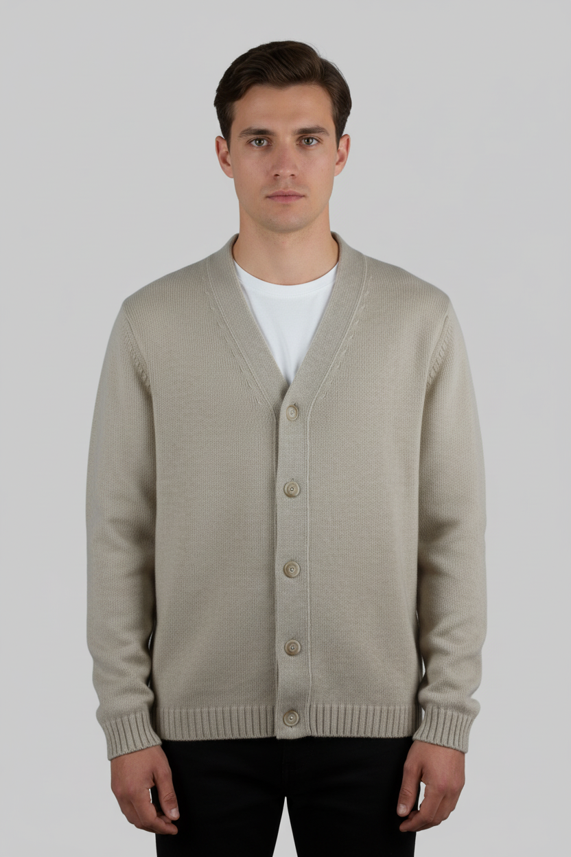 Cardigan bottoni beige