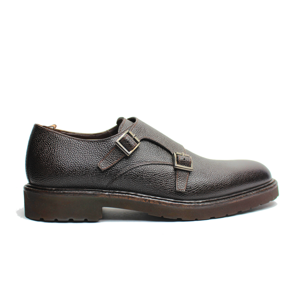 Scarpa pelle martellata doppia fibbia