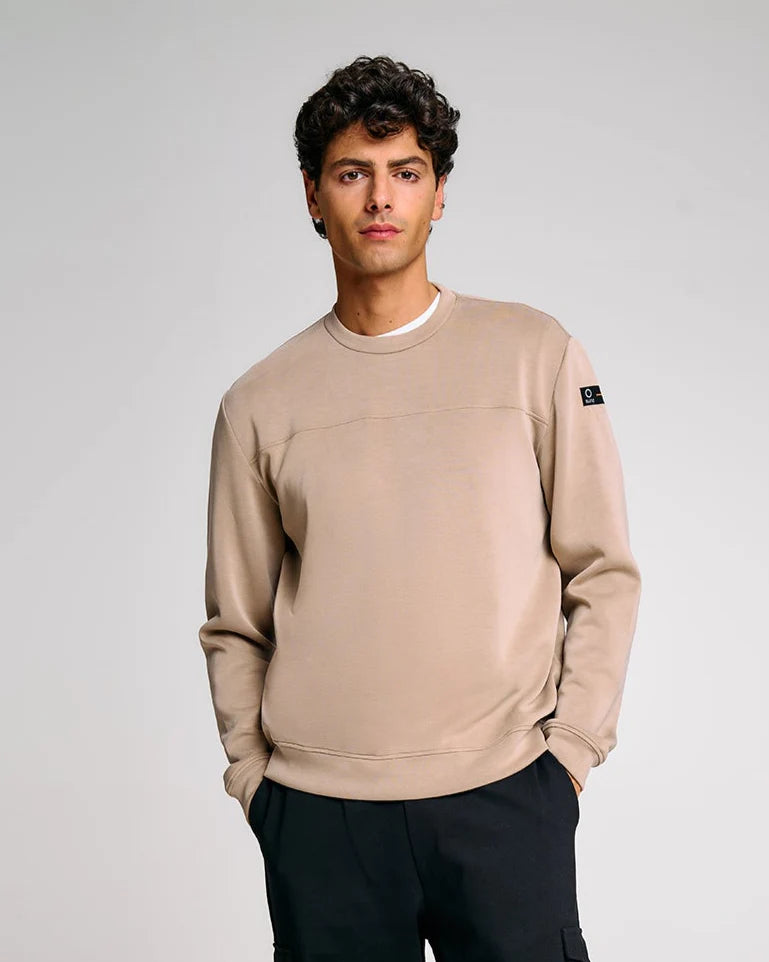 Felpa girocollo Uomo Suns Gipo Lux in jersey elasticizzato Beige