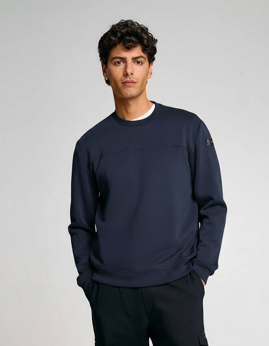 Felpa girocollo Uomo Suns Gipo Lux in jersey elasticizzato Dark Blue