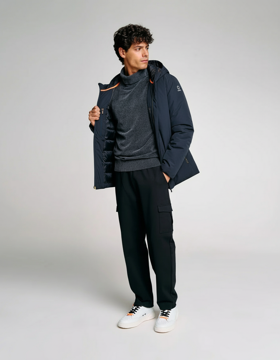 Giubbotto SUNS Uomo Flaminio Plus con cappuccio Blue Navy