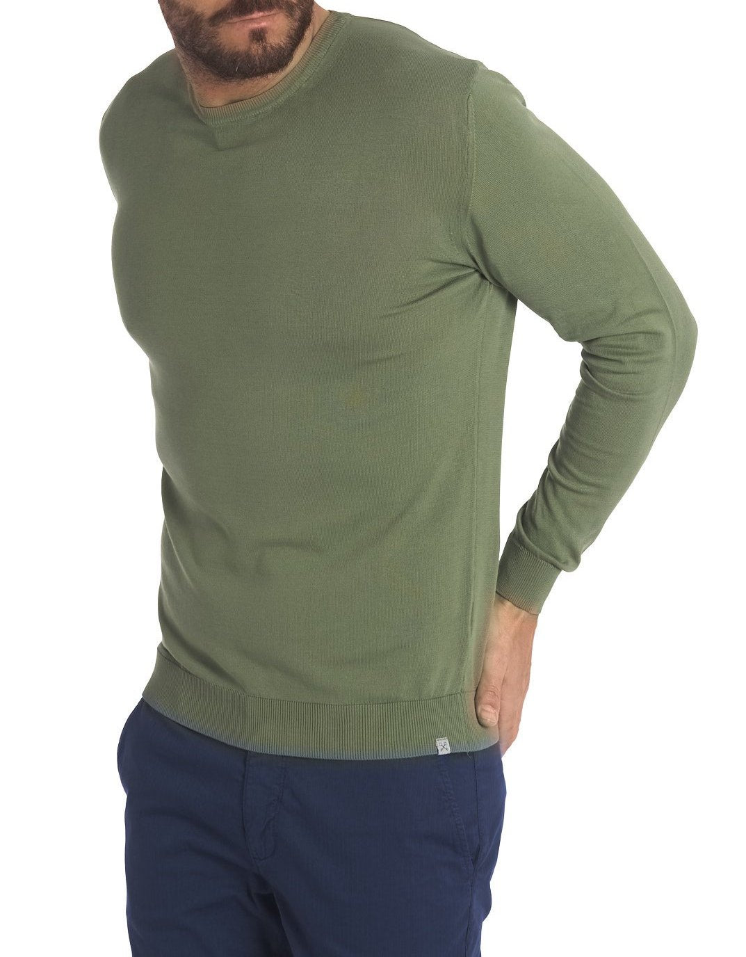 Girocollo Tintura a Freddo Filo Cotone verde