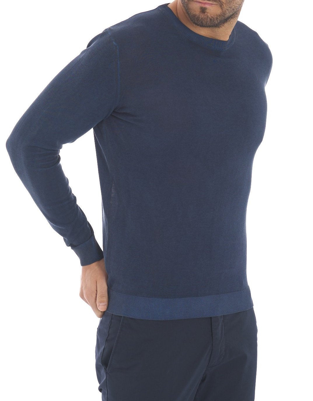 Girocollo Tintura a Freddo Filo Cotone blu