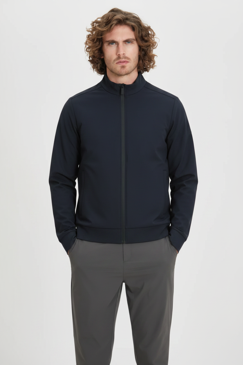 Felpa uomo Suns Boards Terri Teknik con con zip waterproof e collo alto blu