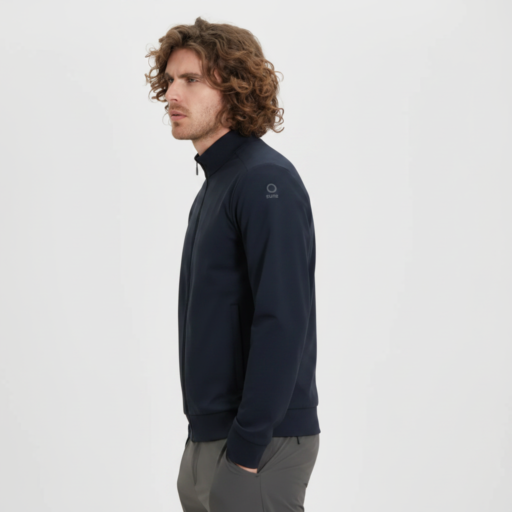 Felpa uomo Suns Boards Terri Teknik con con zip waterproof e collo alto blu