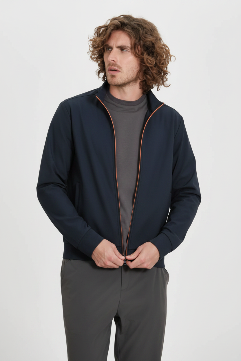 Felpa uomo Suns Boards Terri Teknik con con zip waterproof e collo alto blu
