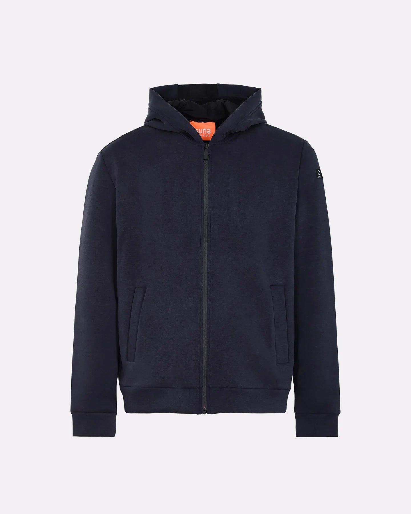 Felpa Uomo Suns Marzio Lux Rubb con zip bicolore e cappuccio Dark Blue