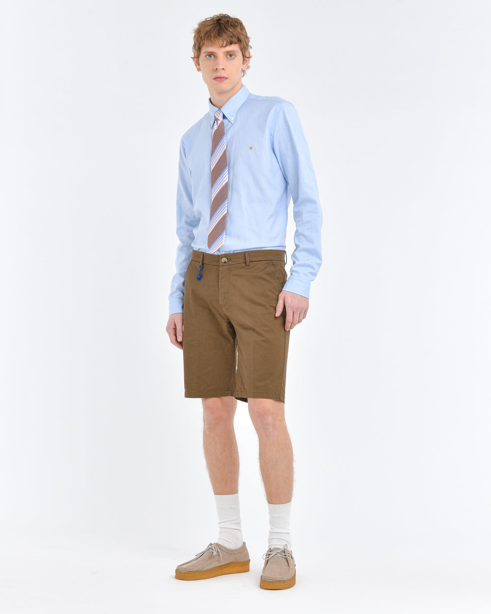 Bermuda slim gabardina di cotone stretch verde