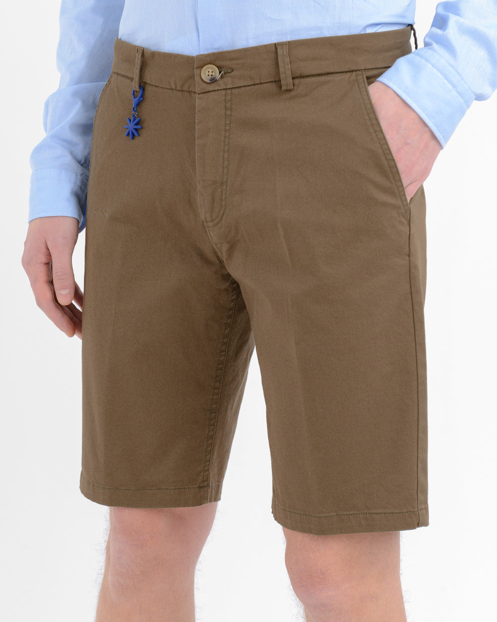 Bermuda slim gabardina di cotone stretch verde