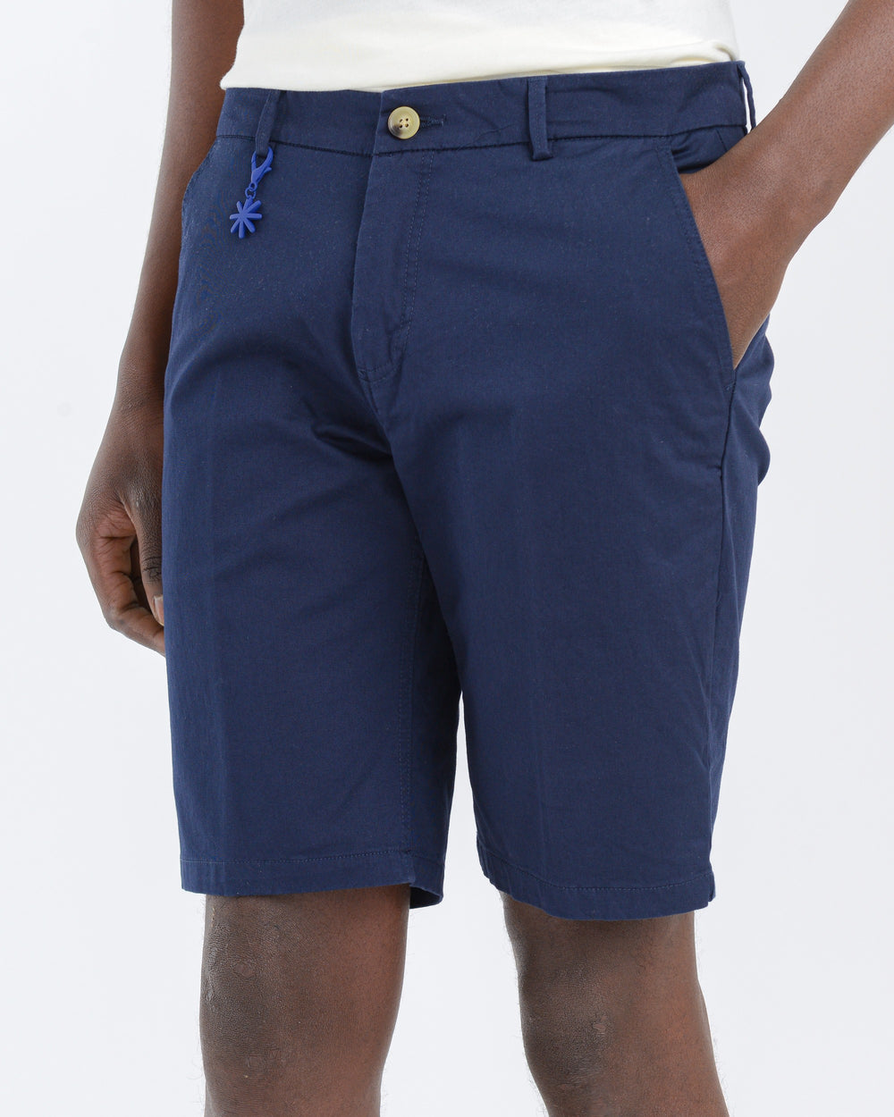 Bermuda slim gabardina di cotone stretch blu