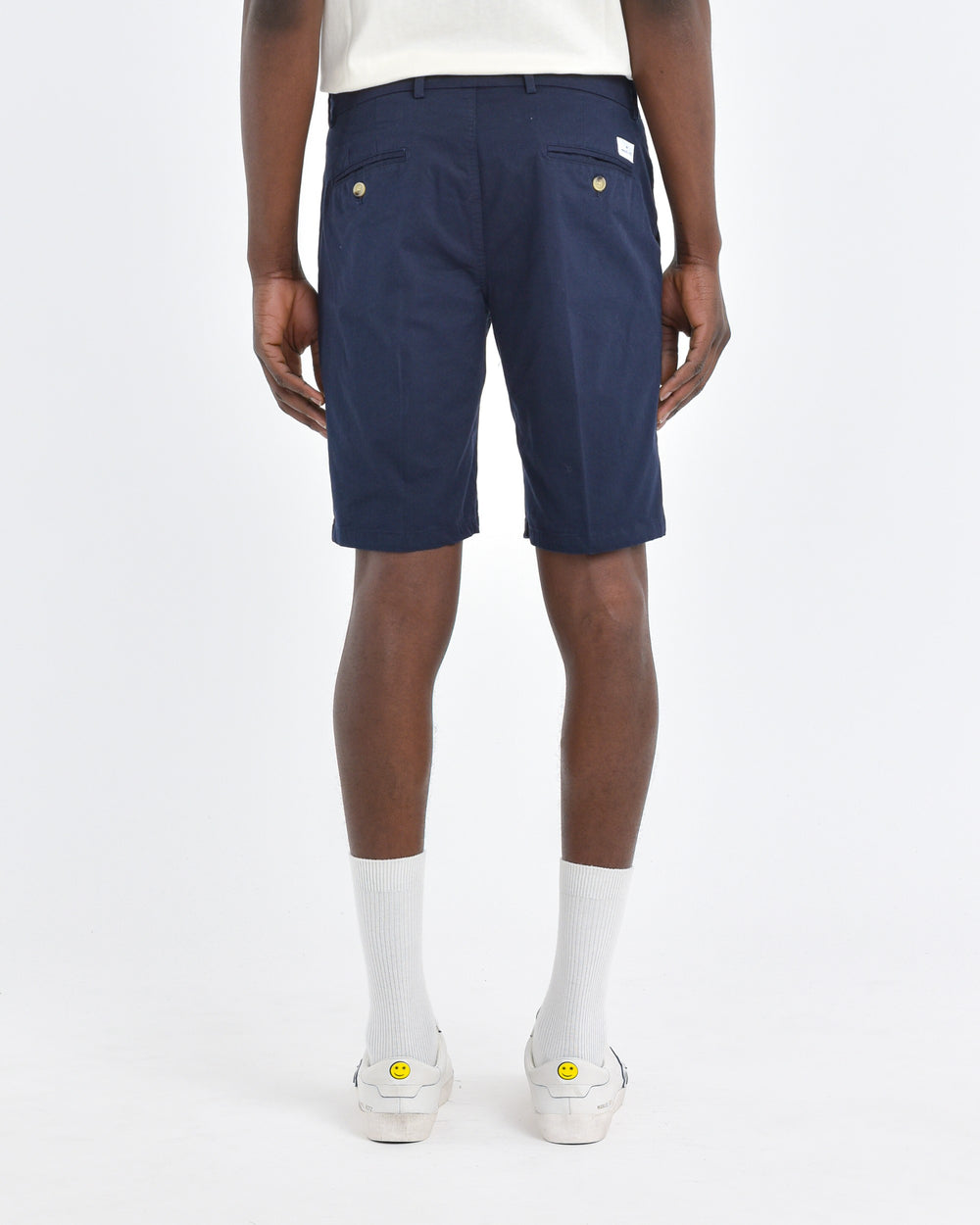 Bermuda slim gabardina di cotone stretch blu