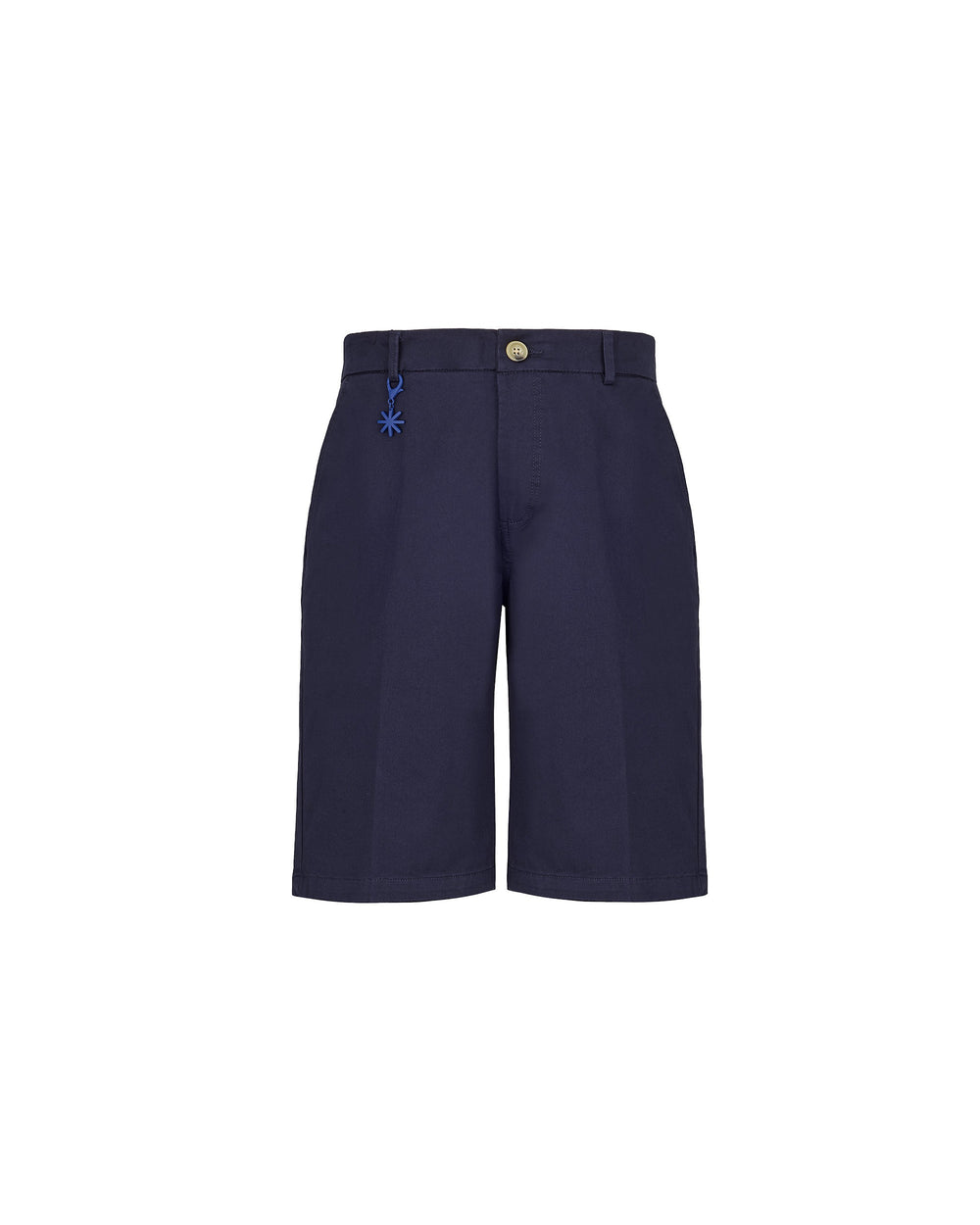 Bermuda slim gabardina di cotone stretch blu