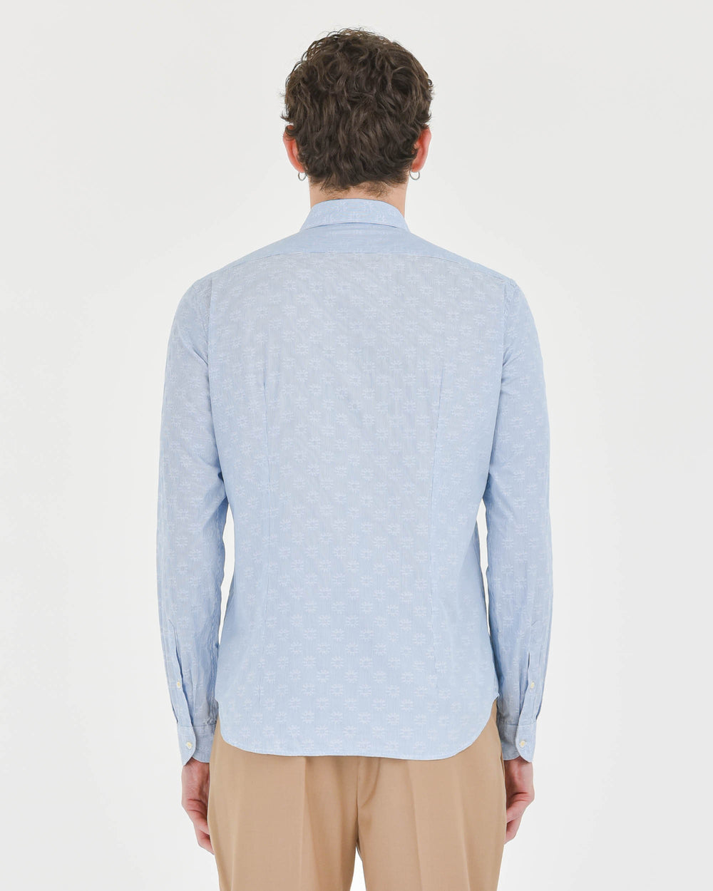 Camicia fantasia jacquard in cotone celeste Manuel Ritz