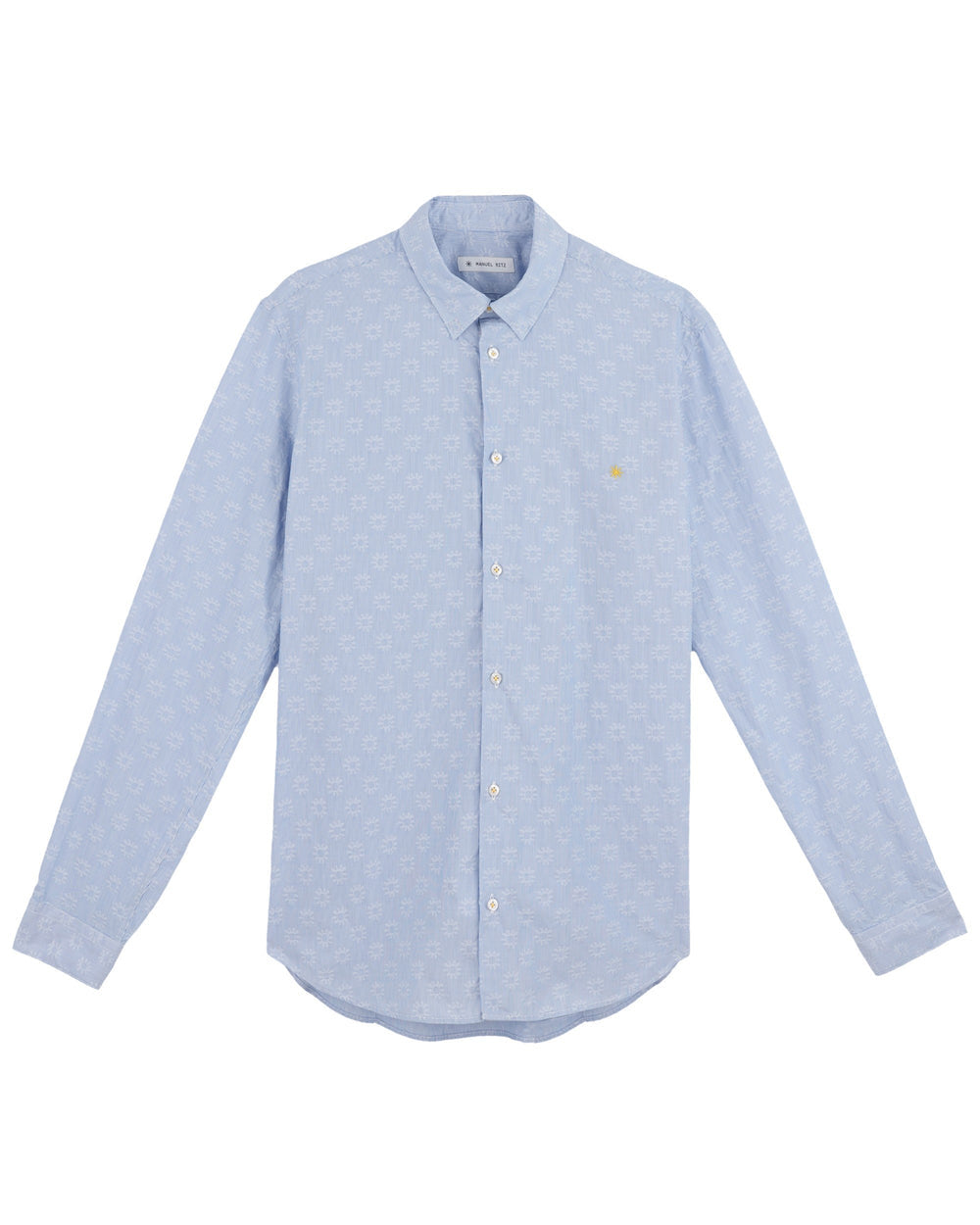 Camicia fantasia jacquard in cotone celeste Manuel Ritz