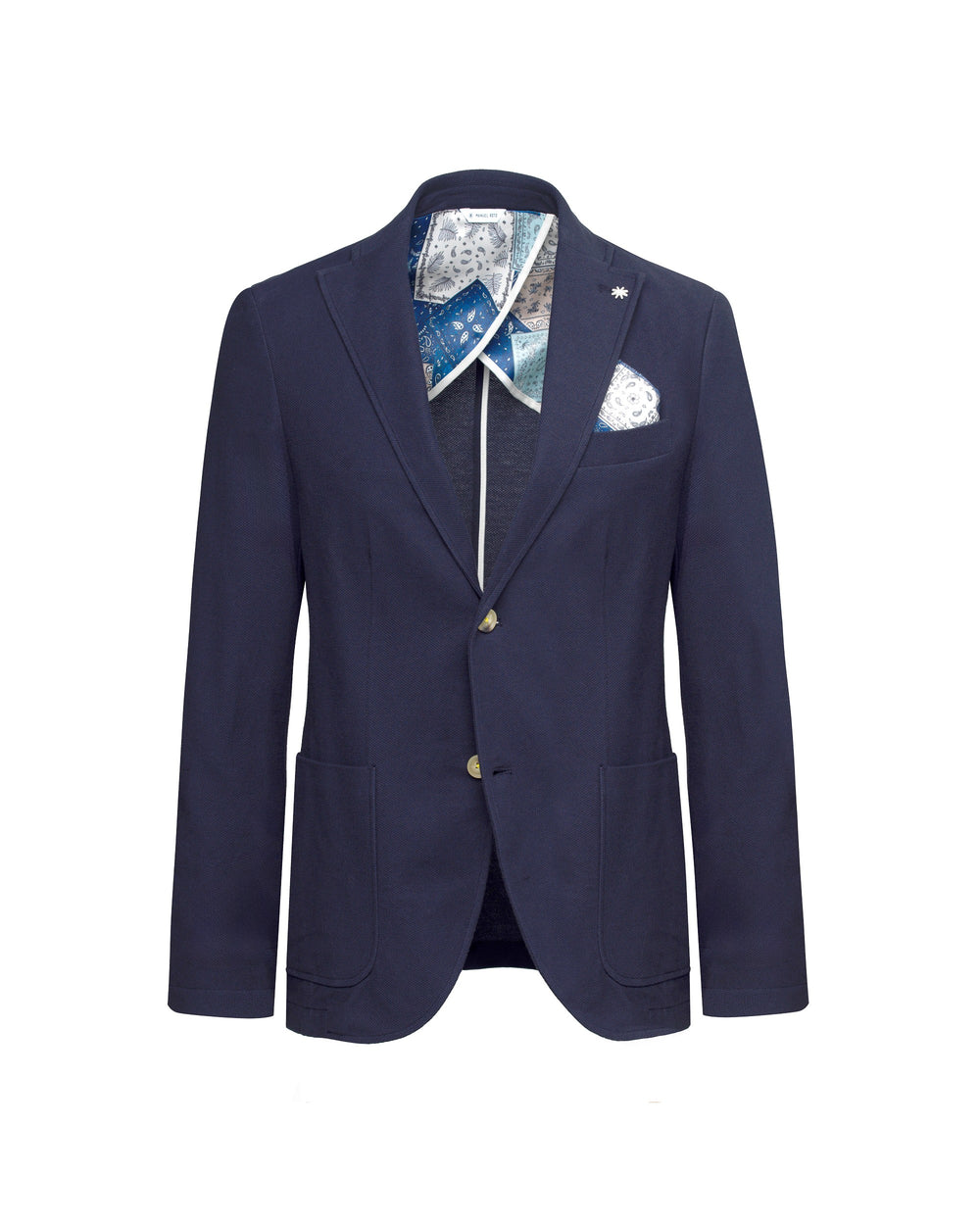 Giacca semifoderata slim piquet di cotone blu