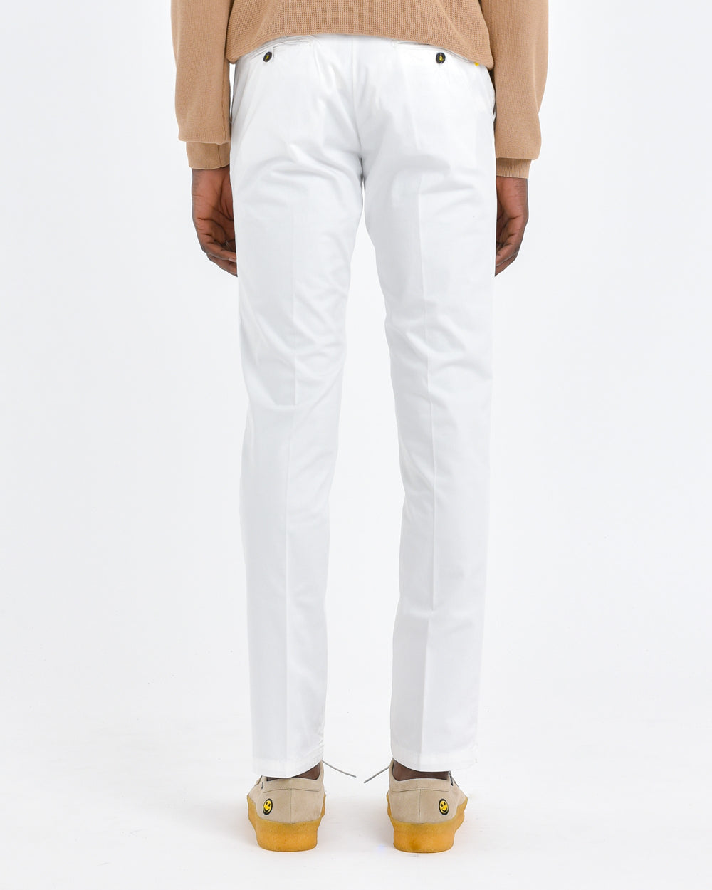 Pantalone slim tinto capo in cotone stretch bianco