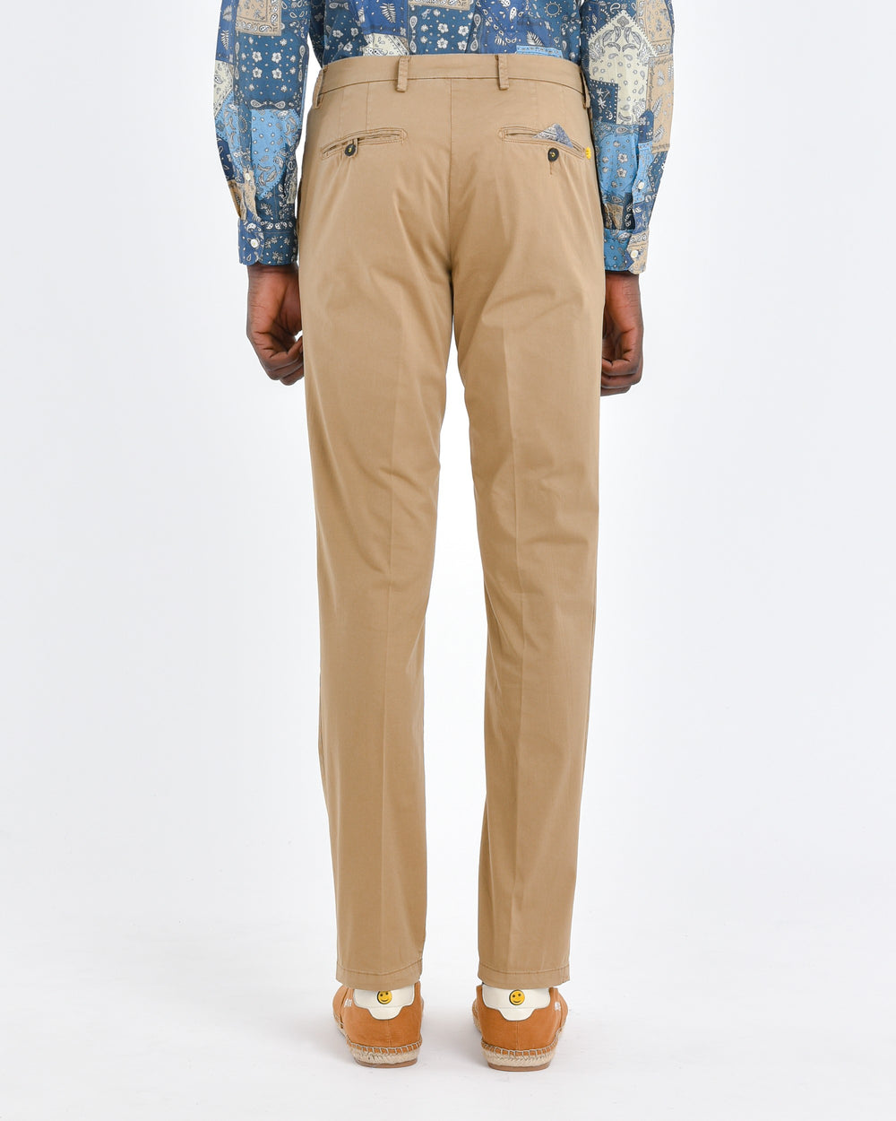 Pantalone slim tinto capo in cotone stretch beige