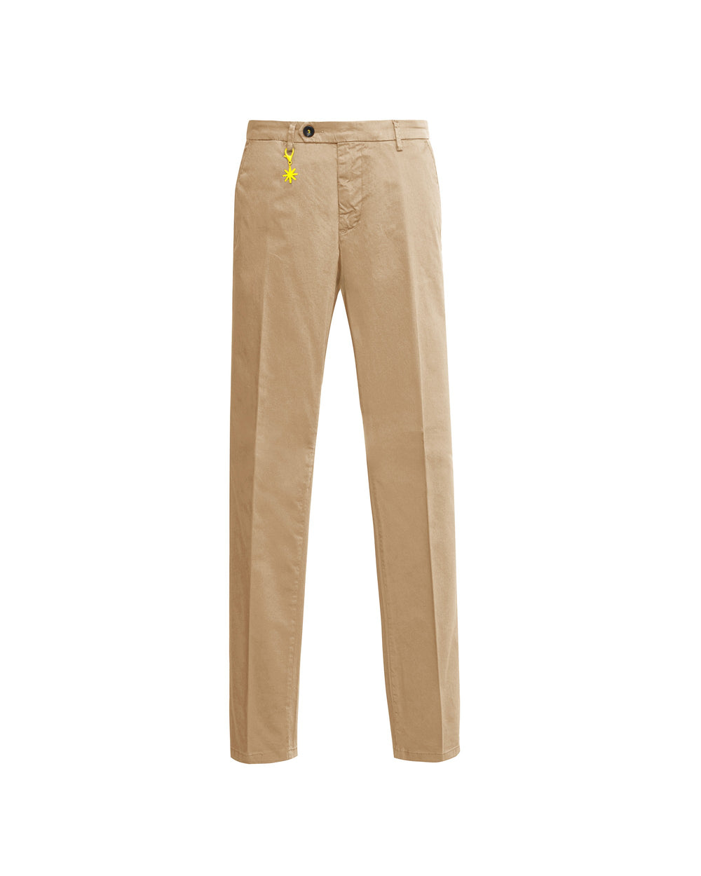 Pantalone slim tinto capo in cotone stretch beige