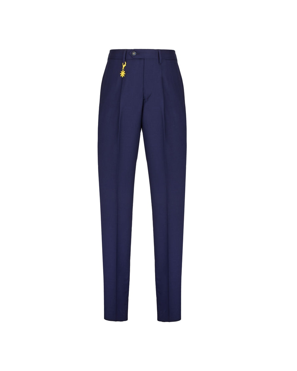 Pantalone pinces slim tela di lana stretch blu