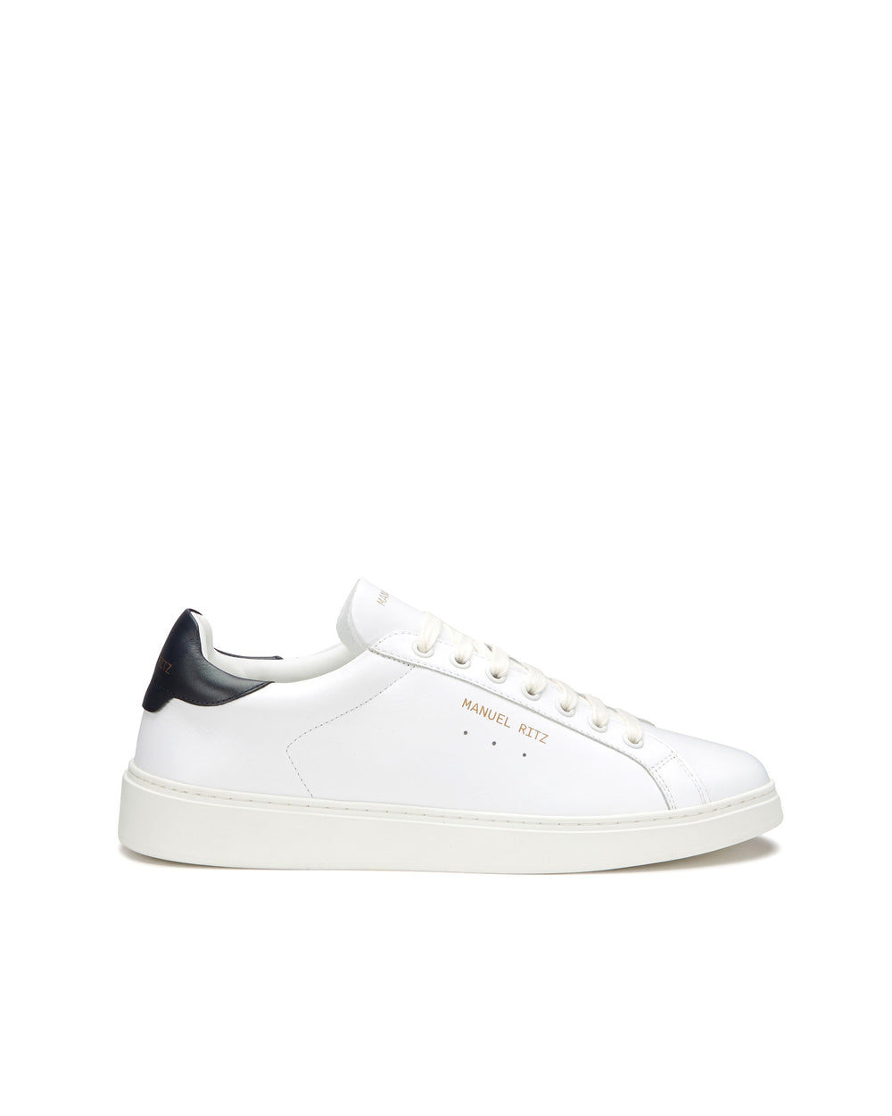 Sneakers in pelle bianca tallone blu