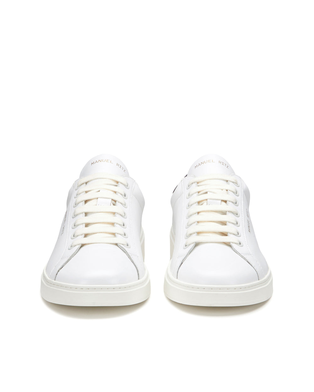 Sneakers in pelle bianca tallone blu