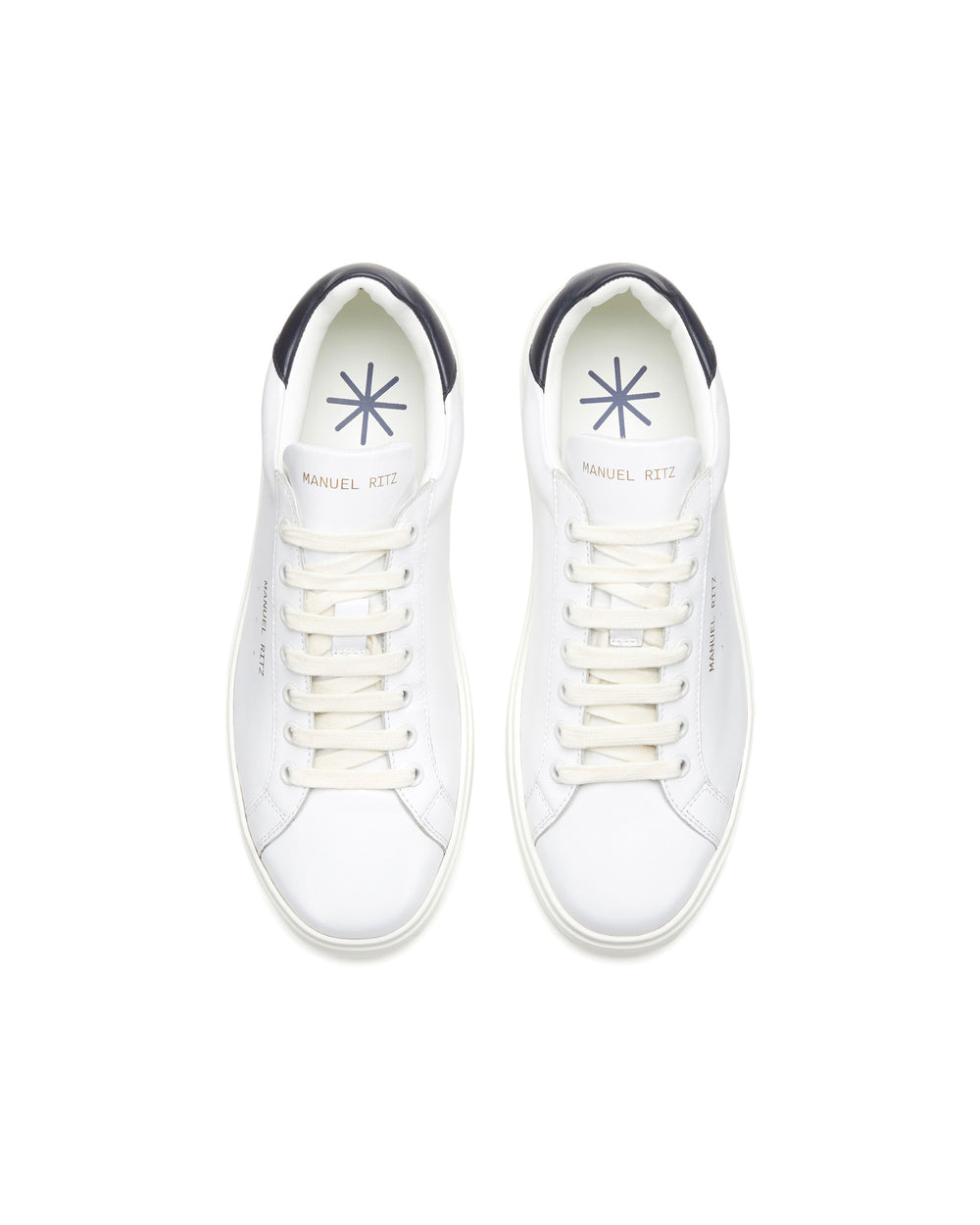 Sneakers in pelle bianca tallone blu
