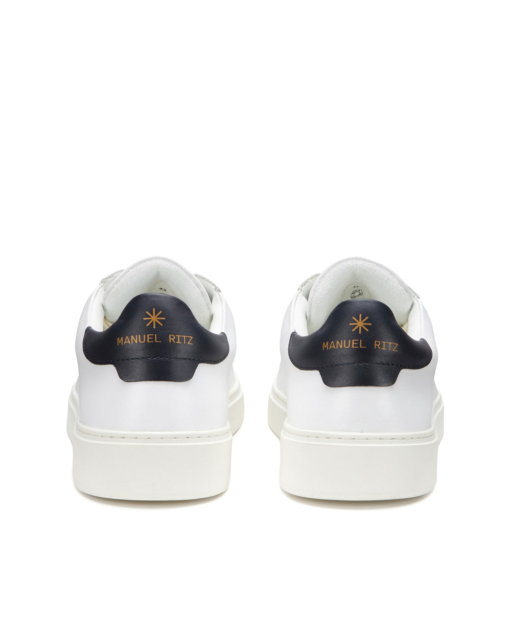 Sneakers in pelle bianca tallone blu