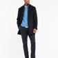 Cappotto con pettorina in panno misto lana blu