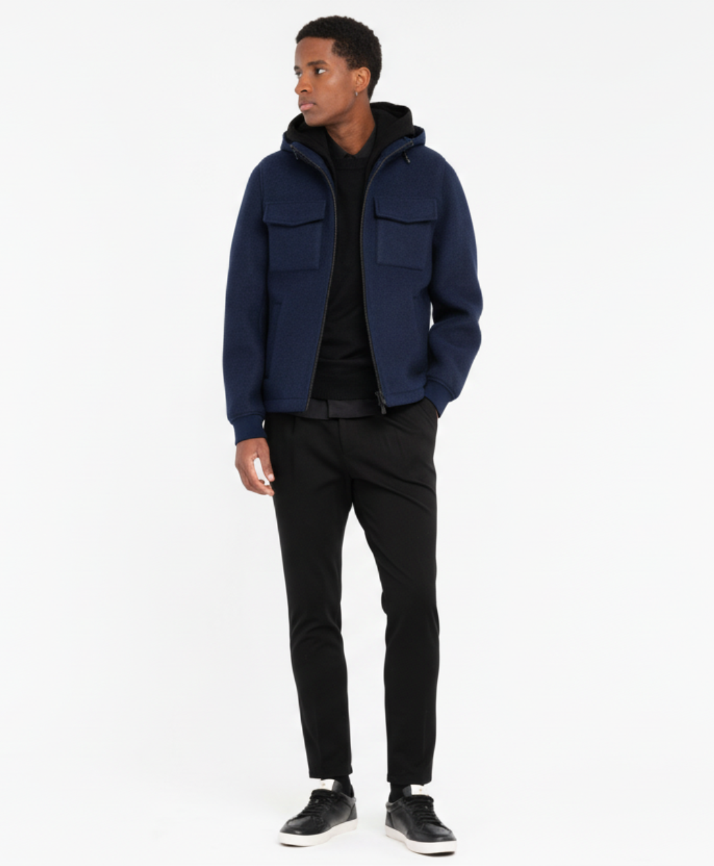 Bomber jersey accoppiato neoprene blu