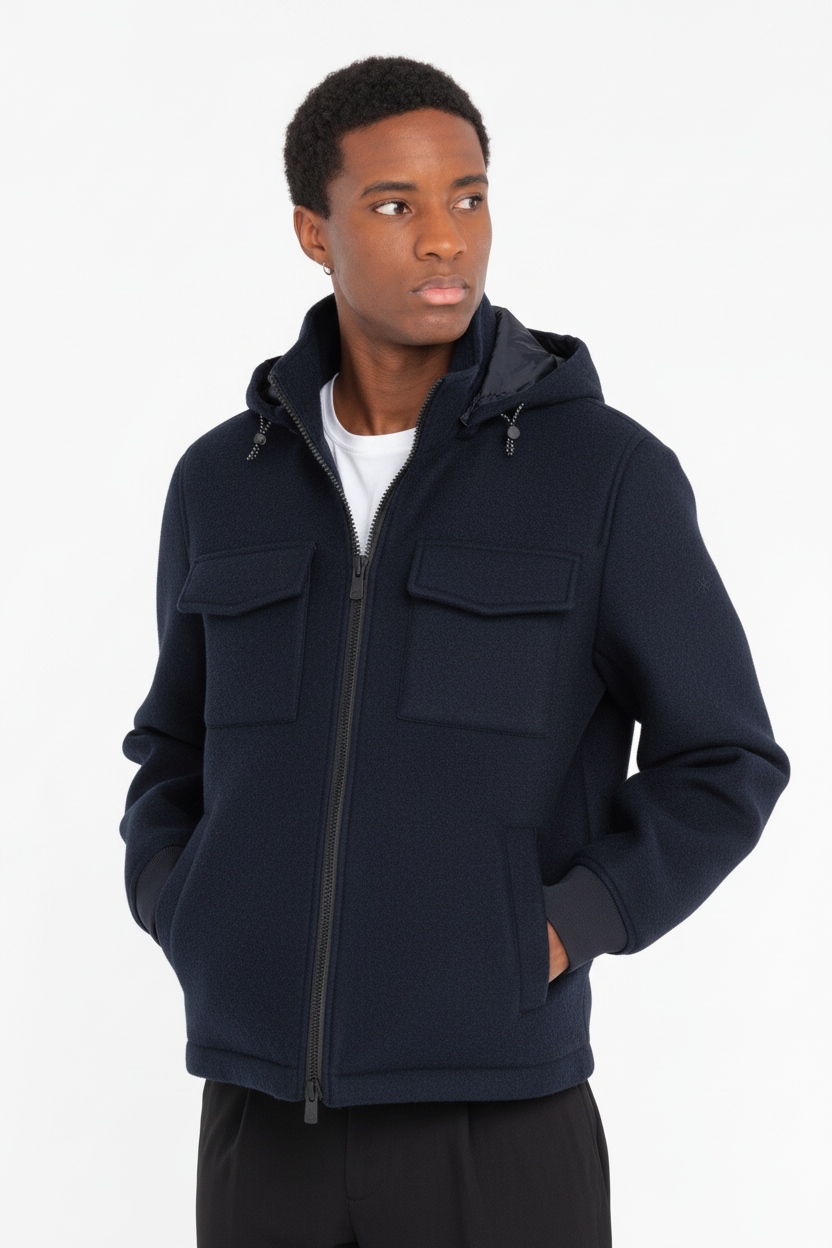 Bomber jersey accoppiato neoprene blu