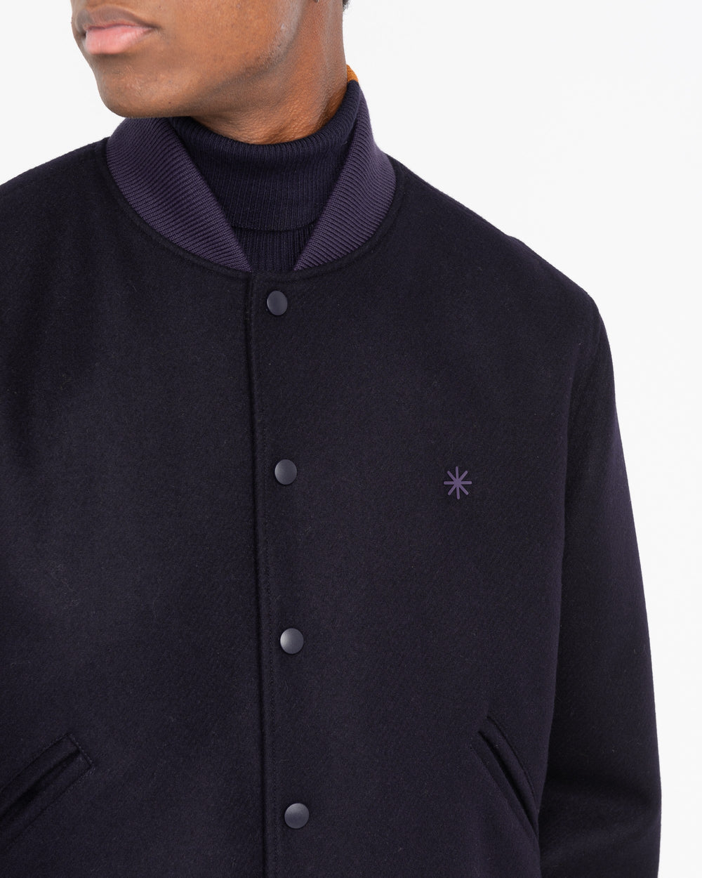 Bomber panno diagonale misto lana blu