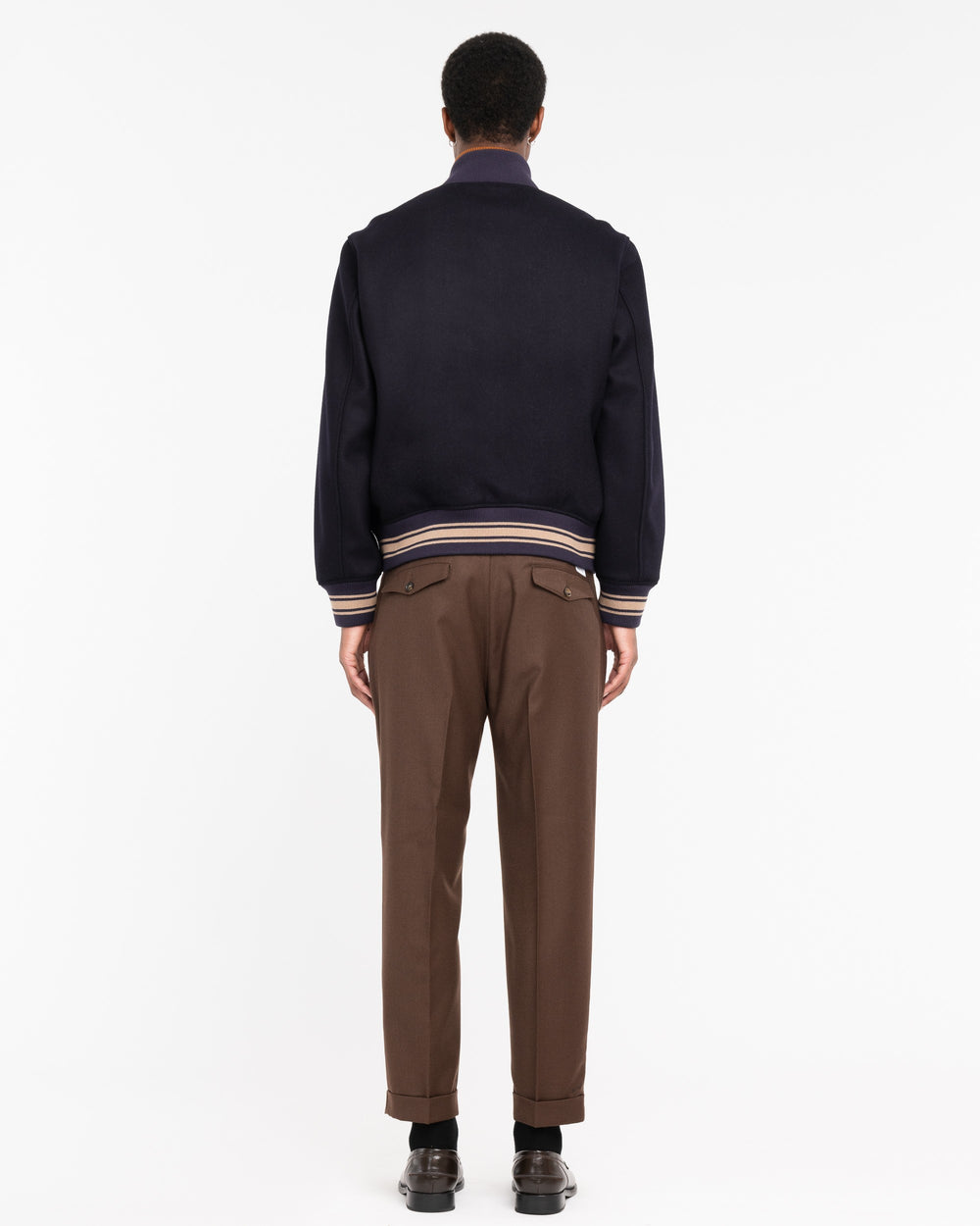 Bomber panno diagonale misto lana blu