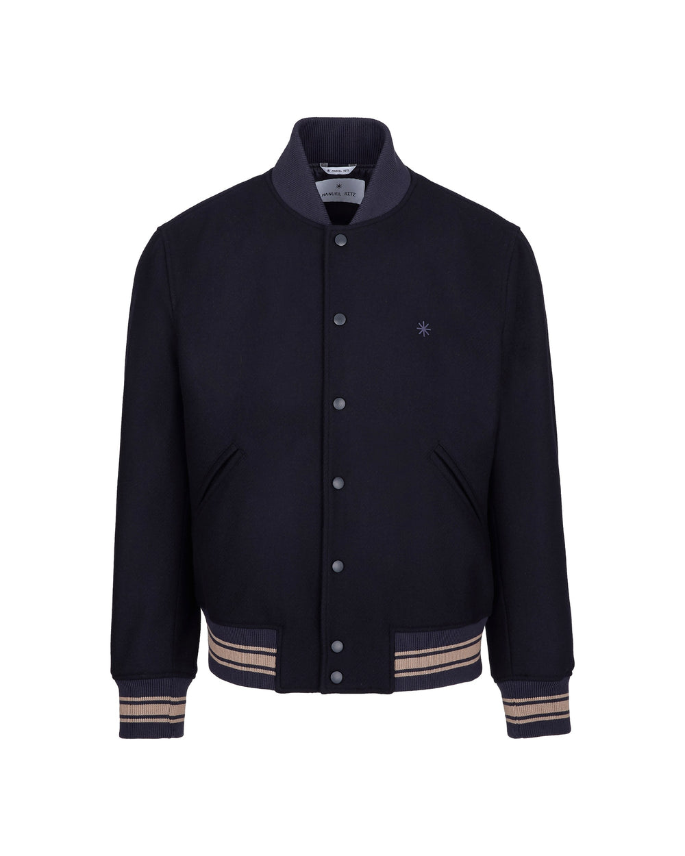 Bomber panno diagonale misto lana blu