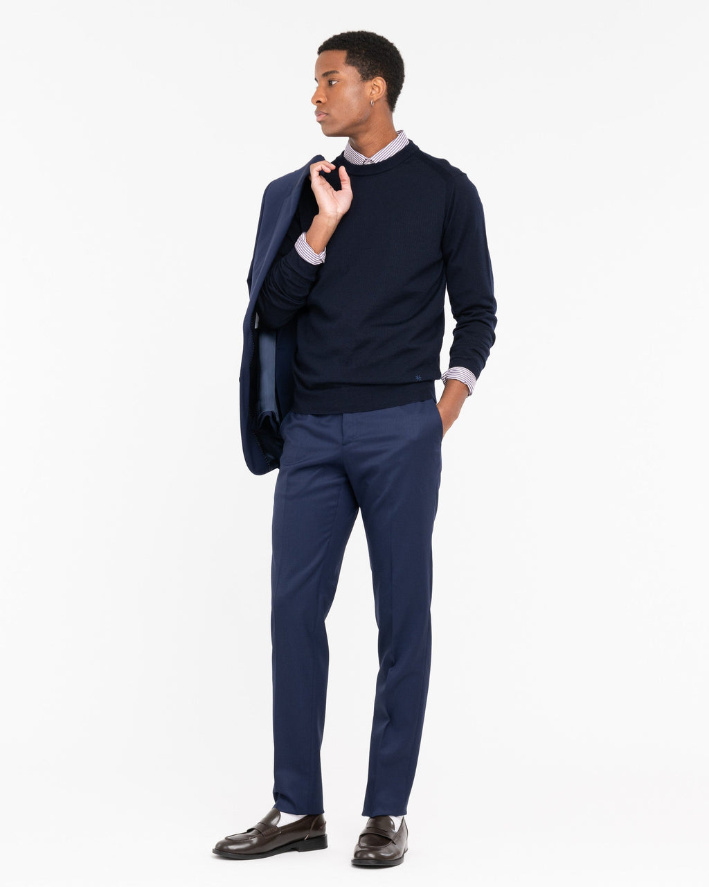 Maglia Girocollo in Pura Lana blu