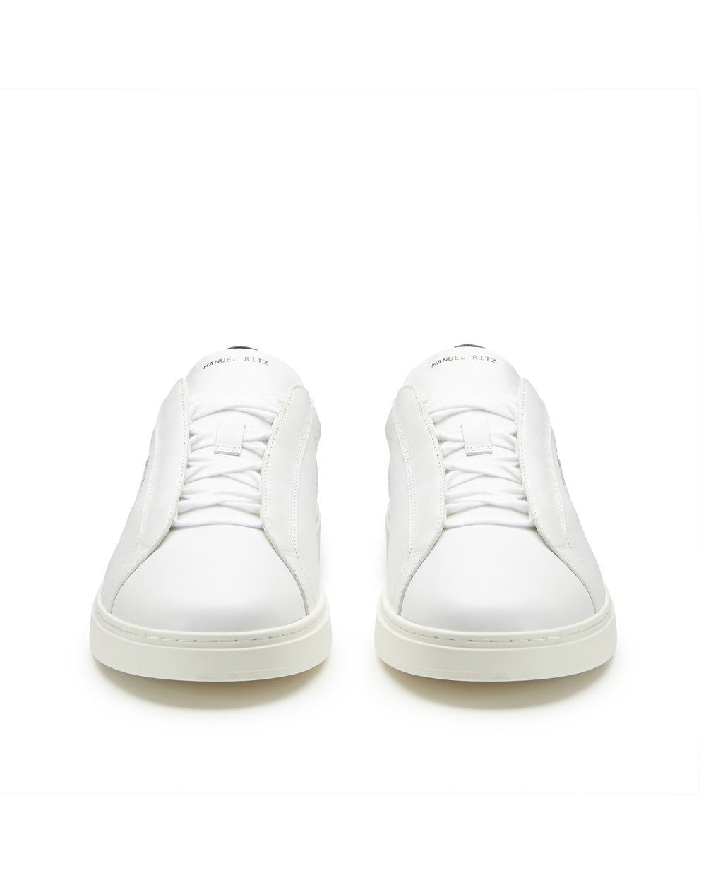 Sneakers  in pelle bianca contrasto nero