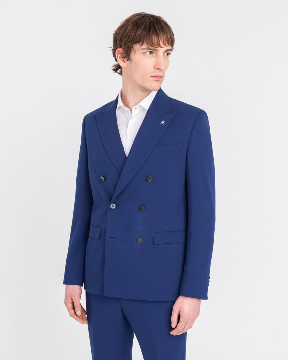 Abito doppiopetto misto viscosa stretch azzurro