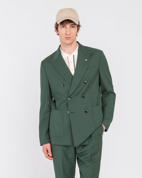 Abito doppiopetto misto viscosa stretch verde