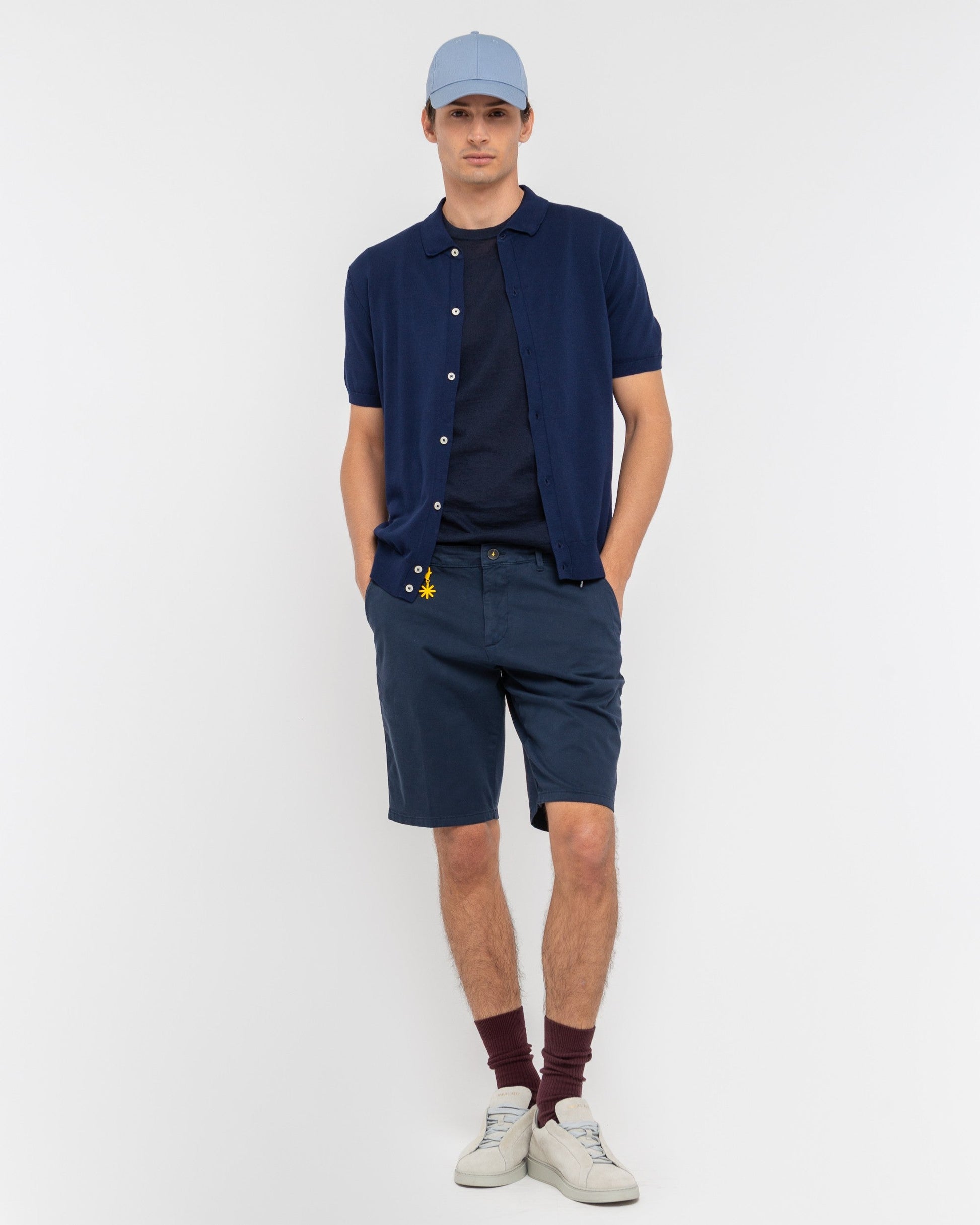 Bermuda chino cotone stretch blu