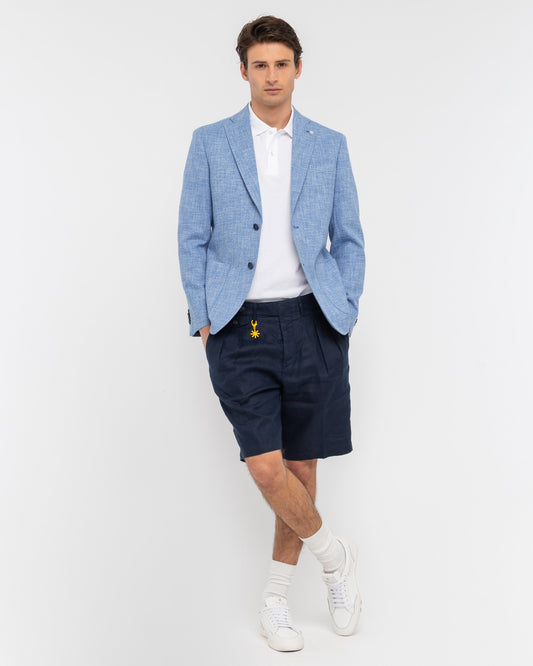 Giacca effetto stuoia misto cotone azzurro