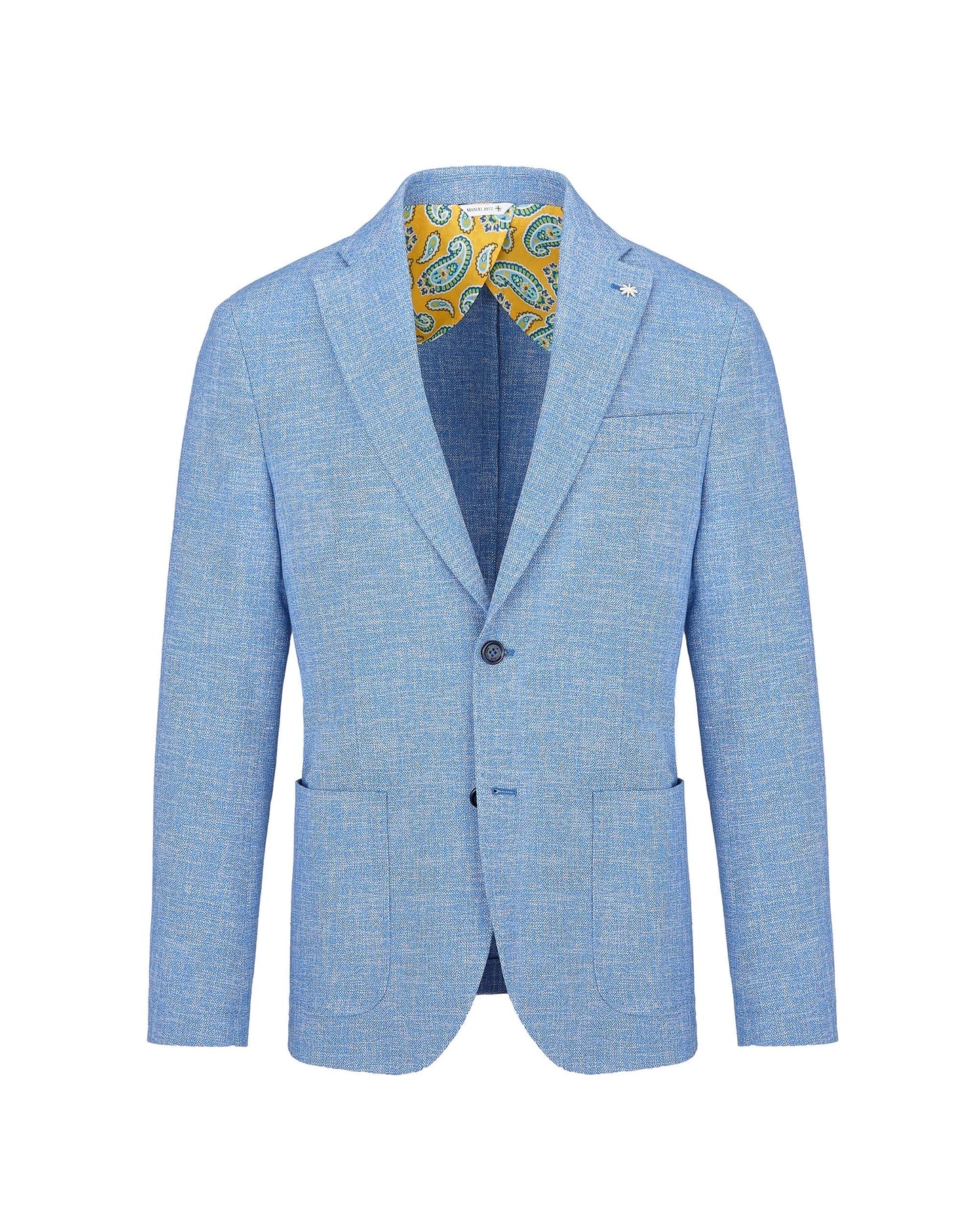Giacca effetto stuoia misto cotone azzurro