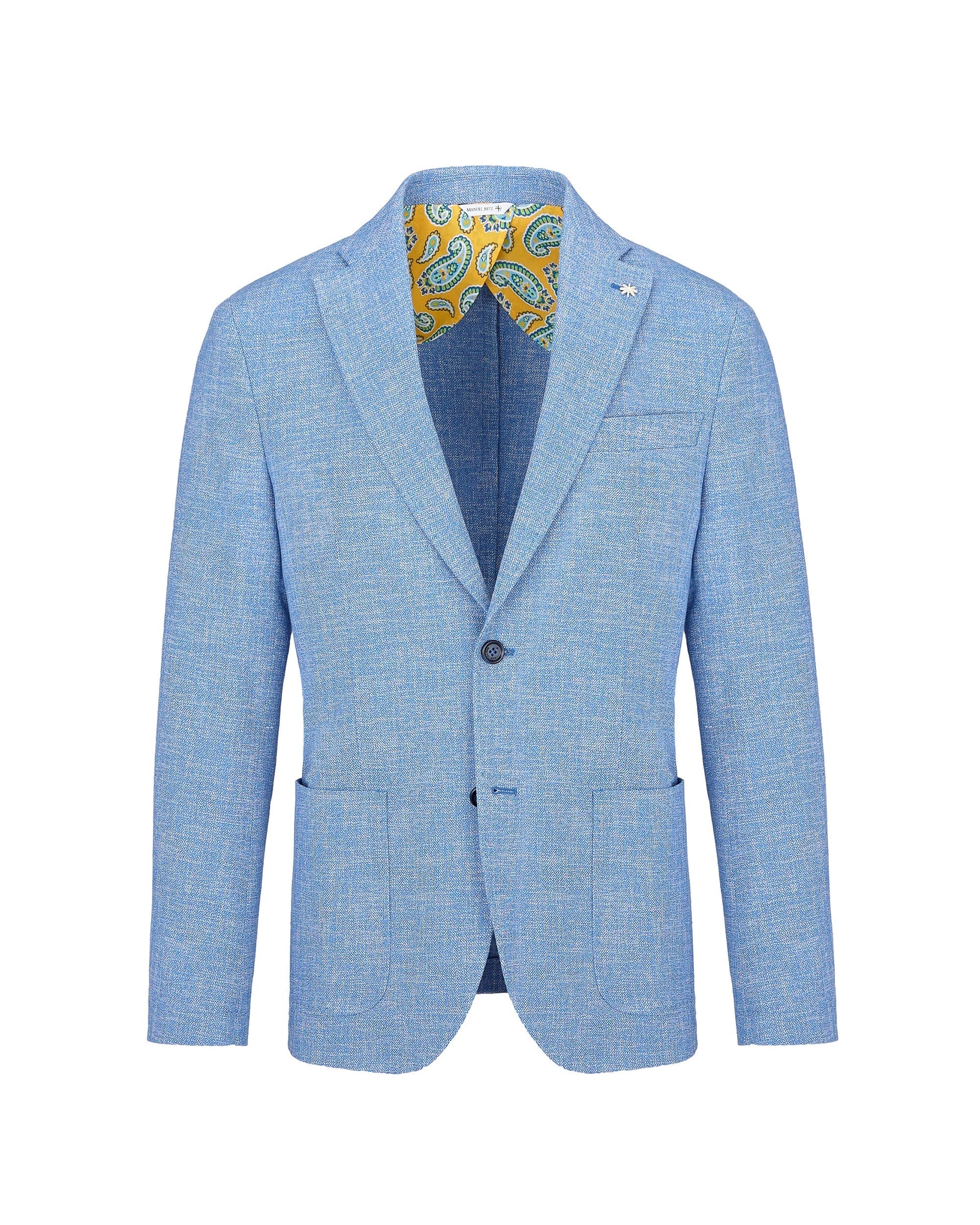 Giacca effetto stuoia misto cotone azzurro