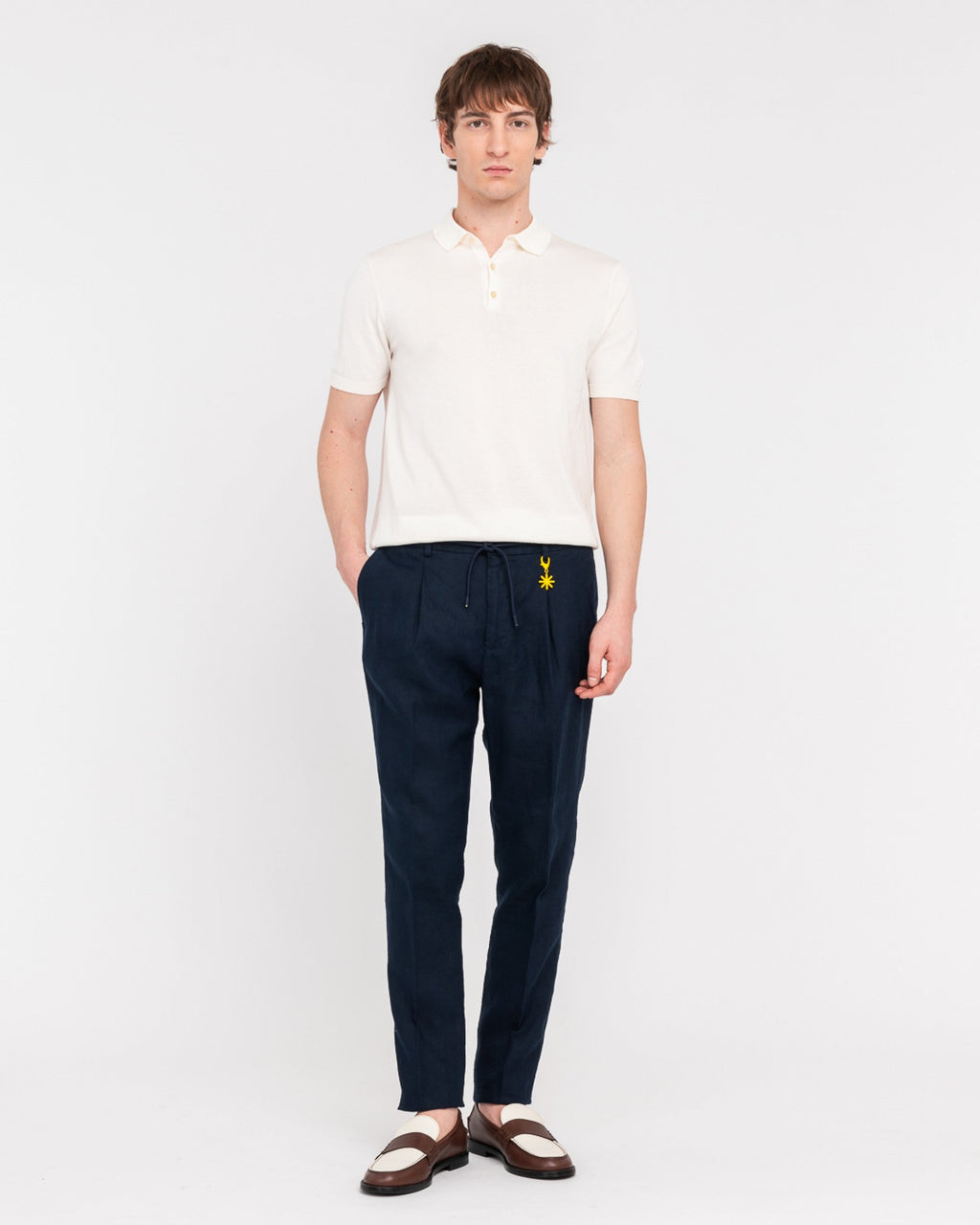 Polo in maglia di cotone bianco