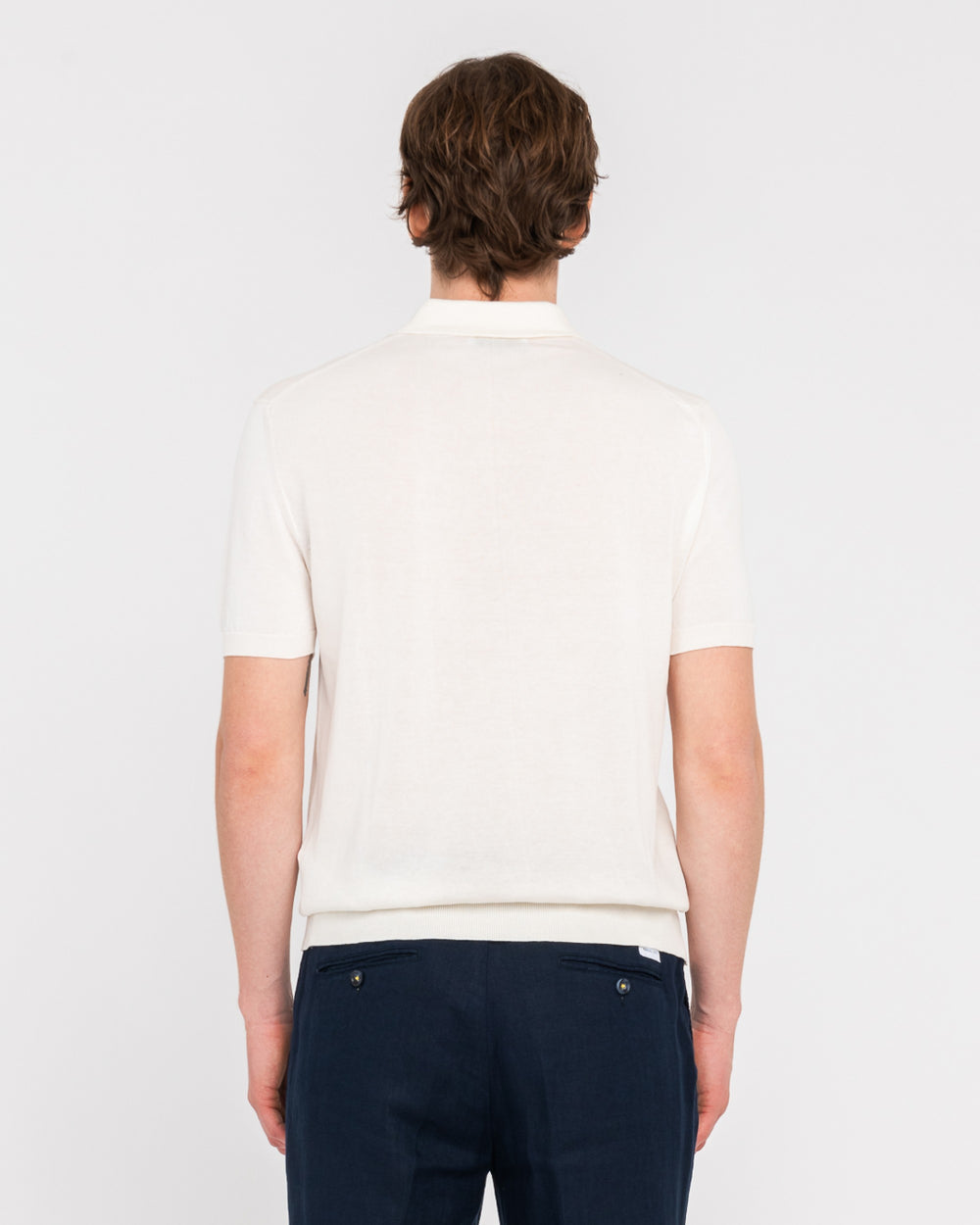 Polo in maglia di cotone bianco