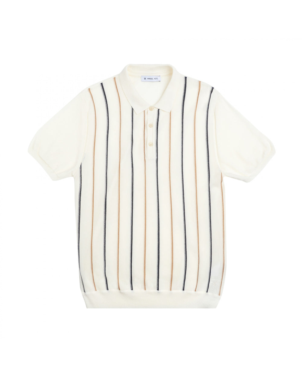 Polo in maglia di cotone gessato bianco