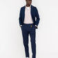 Pantalone doppia pinces fresco di lana stretch blu